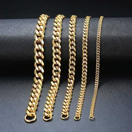 Modyle New Punk Vintage Curb Chain Bracelet Fashion Black Gold Silver Color Stainless Steel Bangles Bracelet for Men Woman X0706226U