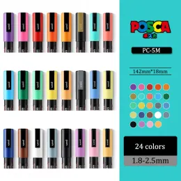 Markers 21/24 Colors Uni Posca Marker Pc1m/3m/5m Pop Poster Waterbased Advertising Pen Painting Graffiti Manga School Supplies Markers