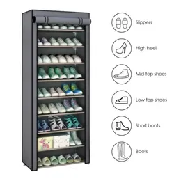 1086Layers Shoe Cabinet Dammtät tygarrangör Stand Hall Saving Space Shelf Home Furniture Storage Shoe Rack 240223