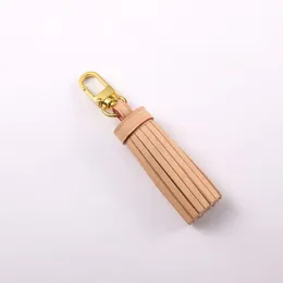 Real Vachetta Leather Tassel Bag Charm -tillbehör för designerhandväskedekoration Hängande nyckel Charm Holder Purse Ornament 6 Color269R