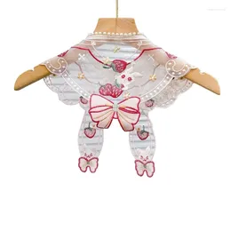 Bow Ties Kids Embroidery Collar For Girls Chinese Hanfu Floral Yunjian F0T5