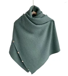 Lenços botão sólido inverno mulheres poncho cappa cachecol retângulo de malha pashmina xale envolve encolhe os ombros bufandas sjaal sciarpa donna in8777810