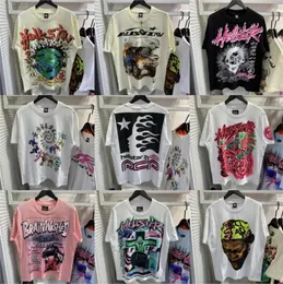 Hellstar T Shirt Designer T قمصان الرسوم البيانية Tee All-Match Hipster مغسول النسيج الشارع غرافيتي رسائل طباعة القمصان الفضفاضة الفضفاضة