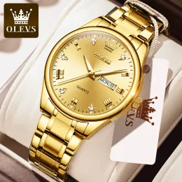 Watches Olevs Men Brand Watch Calendar Display Waterproof Gold Watches Man Quartz Wristwatch Bracelet Homme Men's Hours Gift
