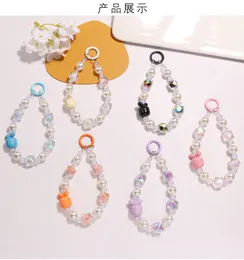 Keychains Acrylic Bowknot Key Ring Women Car Airpods Pendant Chain Dazzle Bayberry Ball Imitation Pearl Beaded Accessories Keyring