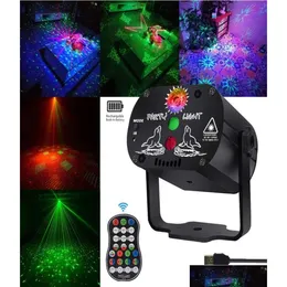 Lazer Aydınlatma DJ Disco Stage Party Lights Sound etkinleştirilmiş LED Projektör Zaman İşlevi Noel Damlası için Uzaktan Kumanda Dhxre Teslim