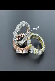 S925 TF silver cross x two color gold Mosangshi 510 points full diamond couple wedding ring fashion gem gift7195121