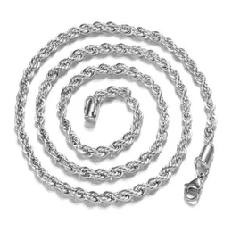 ألوان الفضة قلادة حبل سلسلة Colgante Plata de Ley 925 Mujer Pierscionki Jewelry for Women Chains277W