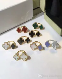 Gioielli di moda di marca per le donne Anello fiore farfalla Doppio fiore Quadrifoglio Sakura Anelli madreperla regolabili con perla3868618