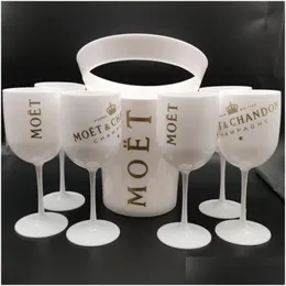 Ice Buckets And Coolers With 6Pcs White Glass Moet Chandon Champagne Plastic Drop Delivery Home Garden Kitchen Dining Bar Barware Dhbfi