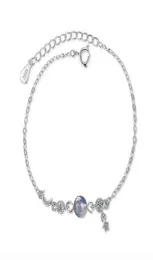 IHUES 925 Sterling Silver Delicate Moon Star Gradient Crystal Zircon Armband Labradorite for Girls Gifts6422301