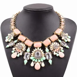 2020 mais recente modelo de moda luxo resina cristal flor pingente declaração gargantilha colar para meninas outono popular jóias 12674