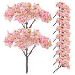 Decorative Flowers Artificial Cherry Blossom Trees Mini Lifelike Tree Flower For Pot Micro Landscape Home Decoration