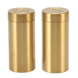 2Pcs Gold Spice Jar Stainless Steel Rustproof Screw Open Top Seasoning Shaker Bottle for Salt Sugar Pepper Paprika Spice shaker 240220