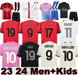 23/24 MILANS GIROUD PULISIC Adult Soccer Jerseys 2023 2024 REBIC THEO REIJNDERS KESSIE DE KETELAERE RAFA LEAO Football Shirts Player Men Kids Kit Uniformi