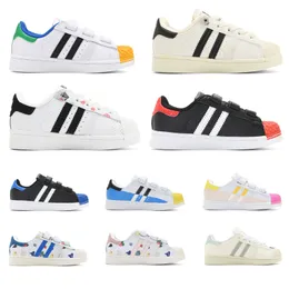 Crianças sapatos de dedo do pé superstar meninos meninas branco preto rosa crianças juventude criança esporte clássico casual concha cabeça tênis ao ar livre