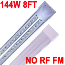 LED Shop Light 8Ft, 144W 144000LM 6500K,NO-RF RM T8 LED Light Fixture, Clear Cover, Ceiling and Utility Shops, Linkable Tube Lights, Shop Lights Room, Garage Barn crestech