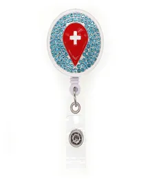 10 pezzi di gocce rosse di sangue con porta badge identificativo a forma rotonda retrattile per accessori medici per infermieri Bobine di badge con clip9733516