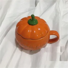 Mugs Cup Ins A Small Pumpkin With High Face Value Lovely Ceramic Breakfast Er Yogurt Mug Water Halloween Drop Delivery Home Garden Kit Dhheg