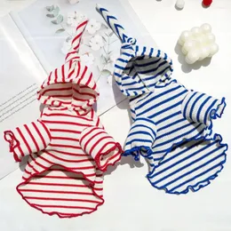 Cat Costumes Cats Sweaters Striped Design Hooded Puppy Cute Two Legged Lace Trim Dog Clothes Soft Thick Pet Hoodie For Winter