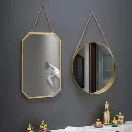 Specchi decorativi rotondi in vetro Decorazioni per la casa Bagno Vanity Catena Esagonale Appeso a parete Specchio per il trucco Art Decorazione d'interni 240219