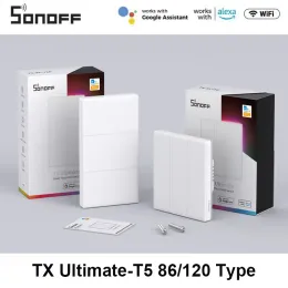 Kontroll Sonoff T5 WiFi Smart Wall Switch 120 Typ Full Touch Access LED Light Multisensory Ewelink Remote Control via Alexa Google TX