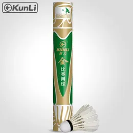 Kunli peteca de badminton grau a petecas de penas de ganso para torneio profissional durável peteca de bola 240223