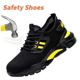 Safety shoes Smash men stab resistant breathable working lightweight work sneakers steel toe Boots Male 240220