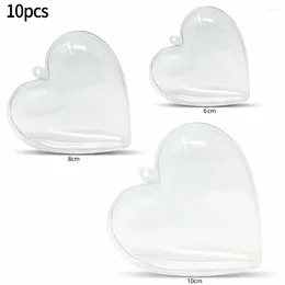 Party Decoration 10pc 6/8/10cm Clear Fillable Heart Baubles Christmas Ball Pendant Wedding Favours Xmas Home Hanging
