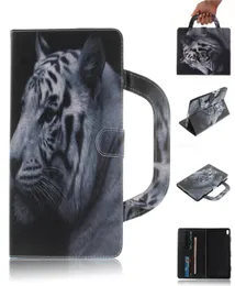Caso tablet para lenovo tab 3 8 plus p8 tb8703f alça flip capa suporte carteira de couro colorido desenho tigre leão lobo coque1589163