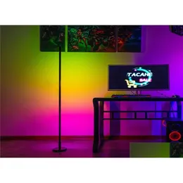 Lâmpadas de chão Remoto LED Canto RGB Efeitos Aleatórios Cor Sólida Luzes de Pé Lâmpada de Luz para Sala de estar7708128 Drop Delivery L Dhtra