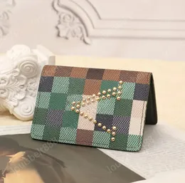 2024 Luxury Mens Wallet Gold Willow Nail Camouflage Designer Purse Canvas Plaid Short Wallet Card Holder Wallet Läderväska med originallåda