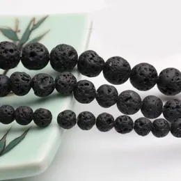 4 6 8 10 12 mm Black Volcanic Stone Synthetic Lava Stone Round Beads Dyed For Jewelry Making DIY Bracelet&Necklace276L