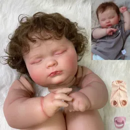 Puppen 24 Zoll Riesige Größe Bereits bemalte Reborn-Puppenbausätze Teile 3D-bemalte Haut Sichtbare Adern Handgewurzeltes Haar und Stoffkörper DIY-Spielzeug