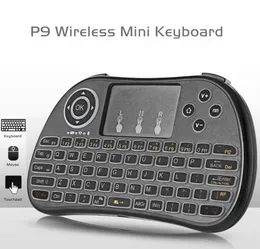 P9 Mini Keyboard 24G Handheld Touchpad Rechargeable Lithium Battery Wireless Fly Air Mouse Remote Control with White Backlight2215742