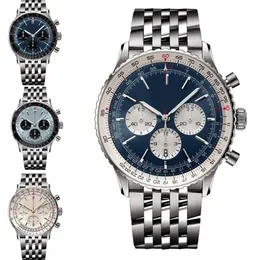 Роскошные часы Orologio Di Lusso с несколькими циферблатами для мужчин, сине-белые BP Factory, 50 мм, ремешок из нержавеющей стали Navitimer, женские дизайнерские часы класса люкс xb010 B4