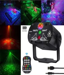 Laser Lighting DJ Disco Disco Stage Lights Sound Funzione Time proiettore a LED con telecomando per il Natale Hallowee2111900