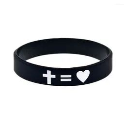 Charme Pulseiras 1 Pcs Jesus Cruz Justa e Amor Pulseira de Silicone Religiosa Fé Jóias Moda Estilo Mulheres Homens Borracha Esportes Pulseiras