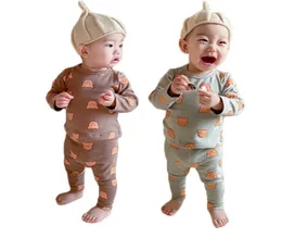 Spring Kid039s Baby Cute Bear Print Long Sleeve Tops And Pant Pure Cotton Pajamas Set Unisex Boys Girls Clothes 2108049231071