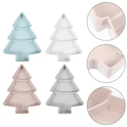 Dinnerware Sets 4 Pcs Coffee Christmas Tree Fruit Bowl Crackers Holiday Party Snack Holder Plastic Dinning Table Dessert Plate