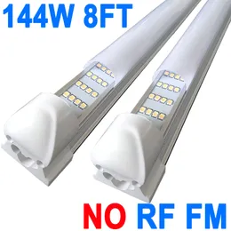 LED Shop Light 8Ft, 144W LED Tube Light Fixture, 8 foot Milky Cover Pure White 6000K, 4-Rows Integrated Fixture for Cooler Door Lighting 25Pack 8Ft Lamp crestech