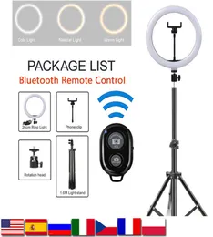 10 Inch Selfie Ring Light Tripod Stand Phone Holder for Tiktok Makeup Live Stream LED Camera ring light Bluetooth remote control9683593