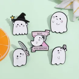 Halloween Little Shaped Metal Badge Creative Silly and Cute White Ghost Series Accessory Brooch