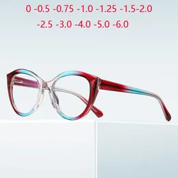 Sonnenbrille Anti Blaue Strahlen Farbverlauf Ovale Brillen Für Kurzsichtige TR90 Frauen Myopie Brillen 0 -0,5 -0,75 Bis -6,0