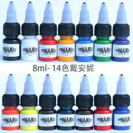 Mürekkepler 14 Rolor/Set 8ml/Şişe Marka Profesyonel Dövme Mürekkep Kitleri Vücut Sanatı Doğal Bitki Mikropigmentasyon Pigment Renk Seti Sıcak