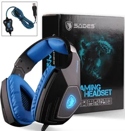 SADES A60 USB Virtual 71 Gaming Headset Wired hörlurar Djup Bass Vibration Casque hörlurar med mikrofon för Gamer6838819