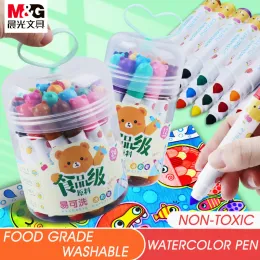 Marcadores mg 12/24/36 cores grau alimentício fácil lavável caneta aquarela infantil conjunto de marcadores de aquarela não tóxico artigos de papelaria materiais de arte