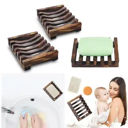 Home Natural Bamboo Wood Soap Dishes Wooden Soap Tray Holder Storage Rack Plate Box Container Bath Soap Holder LT764