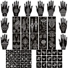 Stencils 22 Sheets/Lot Henna Tattoo Stencil Kit for Airbrush Hand Painting Kids Adults Glitter Temporary Templates Body Paint