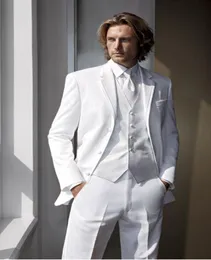 2018 Satış Erkek İş Takımı Beyaz Damat Smokin Resmi Elbise Erkekler Düğün Takım Takas 3 Parça Bridegroomjackketpant1509770